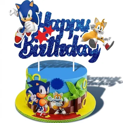 Zápich na dort Happy Birthday Sonic 5 ks