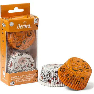 Košíčky na muffiny oranžové a bílé Halloween 36 ks