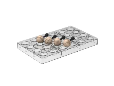 Forma na pralinky půlkoule s razítky, 24 dutin, tritan