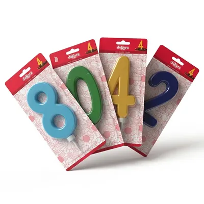 Dortová svíčka číslice 3 červená, 15 cm