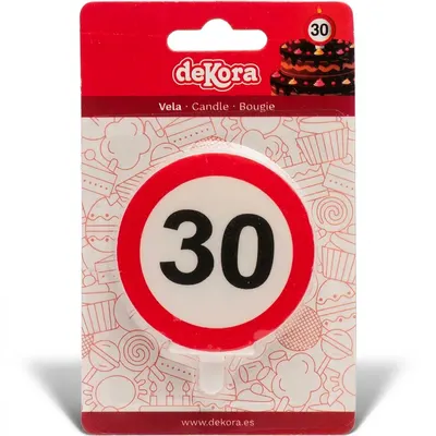 Dortová svíčka dopravní značka číslo 30, 6,3 cm