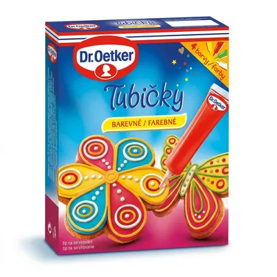 Cukrová poleva v tubičkách, 4 barvy, 76 g