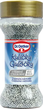Cukrové kuličky stříbrné a bílé na dort, 65 g