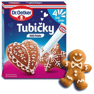 Zdobicí poleva v tubičkách na perníčky bílá 4 ks (4x19 g)