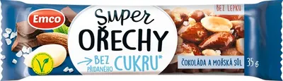Emco Tyčinka Super ořechy Čokoláda a mořská sůl bez lepku 35 g