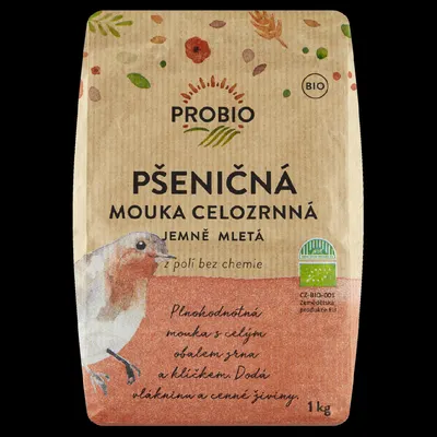 PROBIO Mouka pšeničná BIO celozrnná jemně mletá 1 kg