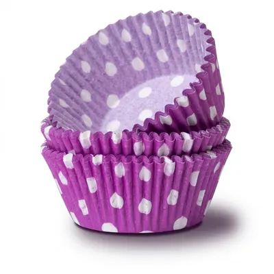 Papírový košíček na muffiny fialový s puntíky 50 ks