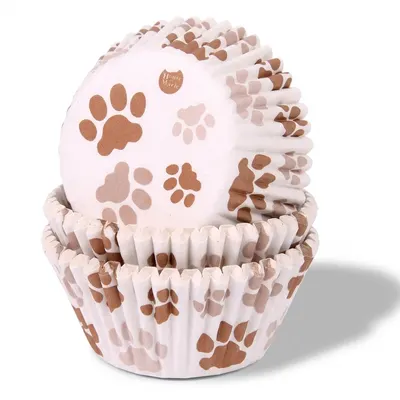 Košíčky na muffiny hnědé tlapky 50 ks, 50x33 mm