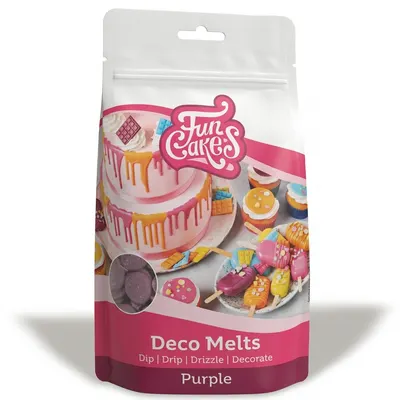 Snadno rozpustná poleva v peckách fialová FunCakes 250 g