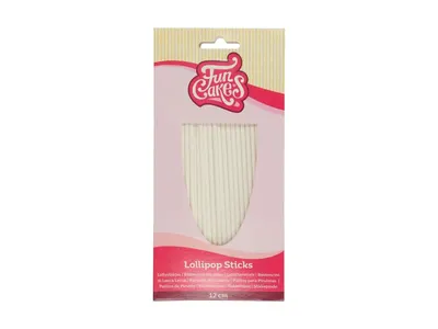 Tyčinky na lízátka a cake pops papírové bílé 12 cm 50 ks