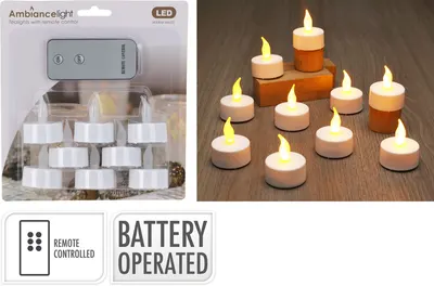 Čajová svíčka LED set ovladač 8 ks