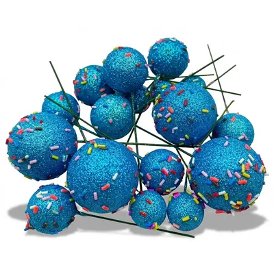 Zápich do dortu koule modré glitrové 2–4 cm, 20 ks