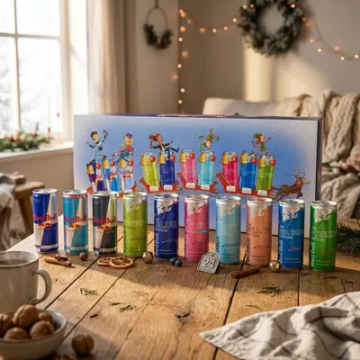 Adventní kalendář Red Bull, 24 plechovek
