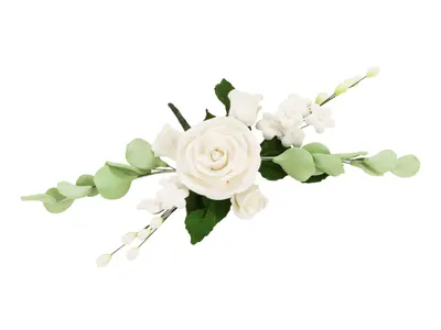 Cukrová květinová vazba růže bílá, 25 cm