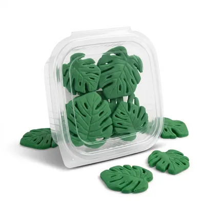 Cukrové ozdoby listy monstery zelené 8 ks, 3 - 5 cm