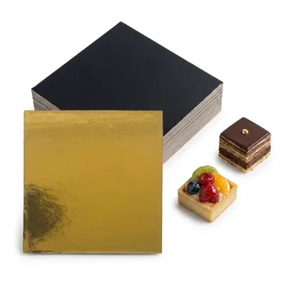 Podložka zlato-černá na minidezert 10x10 cm, 100 ks
