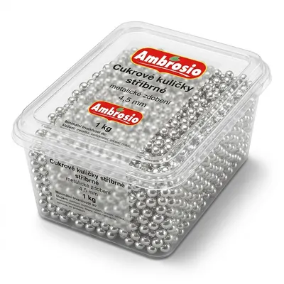 Cukrové kuličky stříbrné 4,5 mm, 1 kg