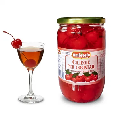 Koktejlové třešně v marasku se stopkou, 750 g