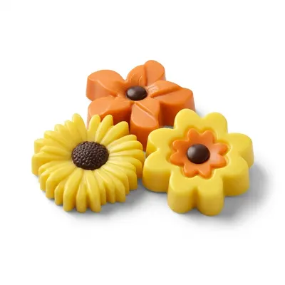 Čokoládové květy žluté a oranžové 3x3,5 cm, 252 ks