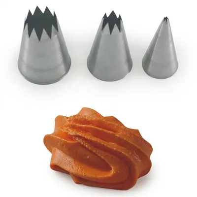 Zdobící špička nerez hvězda, otvor 1,7 cm, průměr 3,5 cm