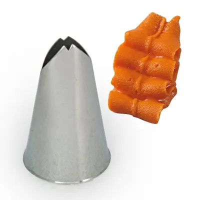 Zdobící špička nerez lístečková, průměr 2,5 cm, výška 4 cm