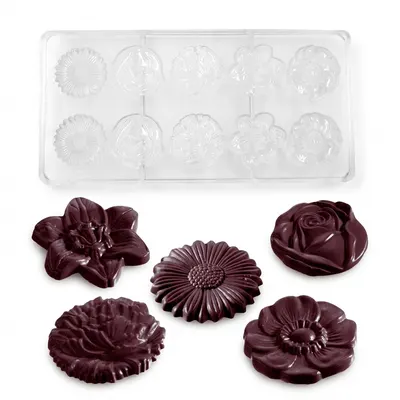 Forma na pralinky polykarbonátová květy mix 6 g, 2x5 tvarů