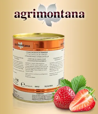 Variegato Stracciatella s kusy jahody, Agrimontana 1 kg/plechovka