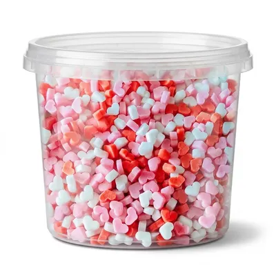 Cukrová srdíčka 3D červená, růžová a bílá 3 mm 1 kg