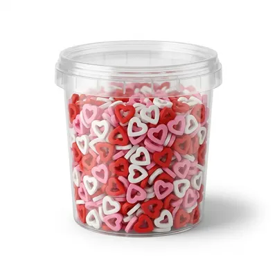 Cukrová srdíčka červená, růžová a bílá 12 mm 1 kg