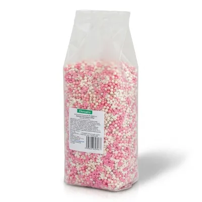 Cukrový mix vločky, kuličky a hvězdičky růžovo-bílý 1 kg