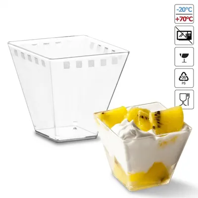 Pohárek na dezerty Cubino hranatý, průhledný, 150 ml, 50 ks