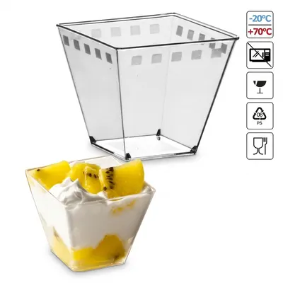 Pohárek na dezerty Cubino PS hranatý 120 ml, 50 ks