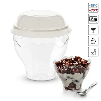 Plastové víčko na zmrzlinový kelímek 170 ml, 100 ks