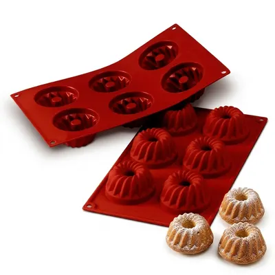 Silikonová forma na bábovky, 6 ks, průměr 7 cm, výška 3,6 cm