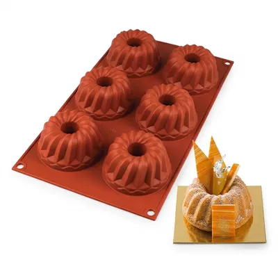 Silikonová forma na bábovky, 6 ks, průměr 7,5 cm, výška 4 cm