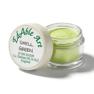 Prachová jedlá barva Shell Green, zelený odstín
