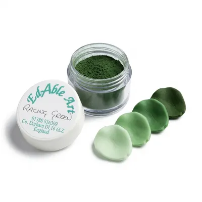 Prachová jedlá barva Racing Green, zelený odstín