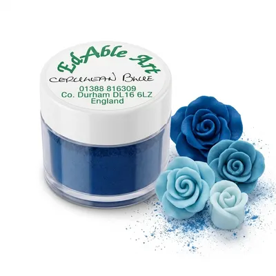 Prachová jedlá barva Cerulean Blue, modrý odstín