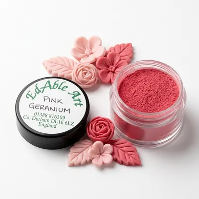 Prachová jedlá barva Pink Geranium, růžový odstín