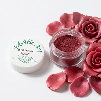 Prachová jedlá barva Damask Rose, růžový odstín