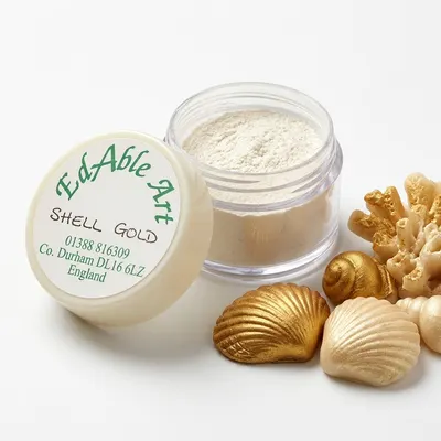 Prachová jedlá barva Shell Gold, zlatý odstín