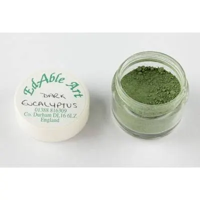 Prachová jedlá barva Dark Eucalyptus, tmavě zelený odstín