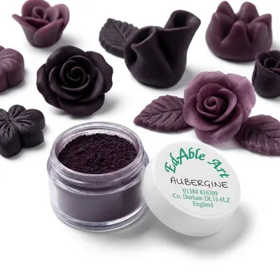 Prachová jedlá barva Aubergine pro jedlé malování