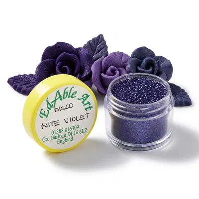 Třpyt dekorační disco Nite Violet, jedlý, pro dekoraci dortů