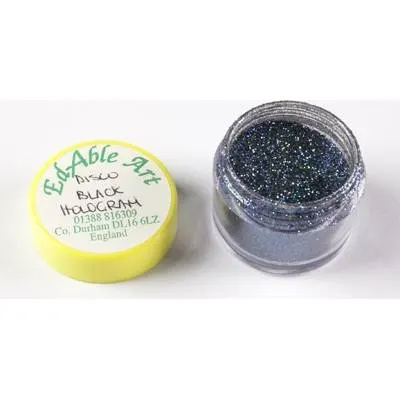 Třpyt dekorační disco Black Hologram, jedlý, na dort