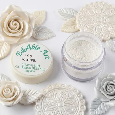 Prachová jedlá barva Icy White pro jedlé malování