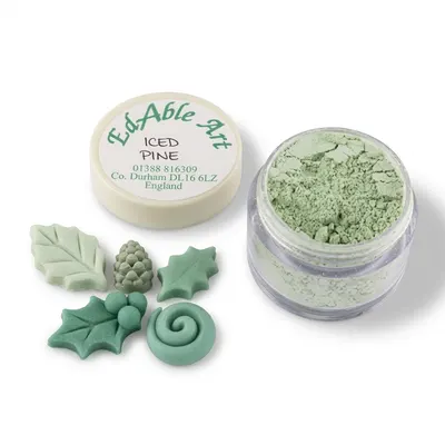 Prachová jedlá barva Iced Pine, ledově zelený odstín