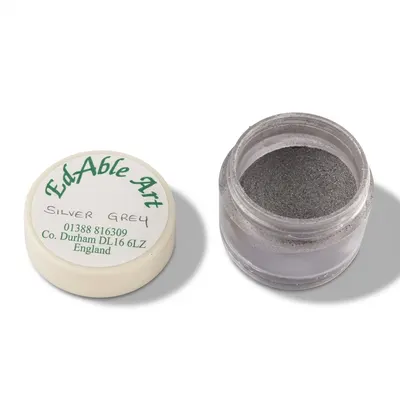 Prachová jedlá barva Silver Grey, stříbrně šedý odstín