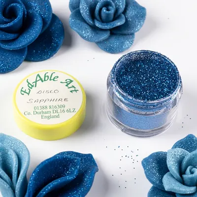 Jedlý třpyt dekorační disco Sapphire na dort