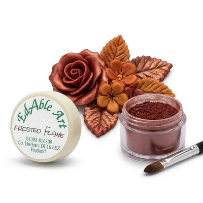 Prachová jedlá barva Frosted Flame, oranžovo červený odstín